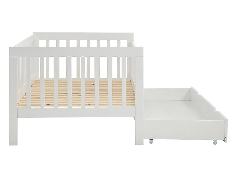 Lit 90 x 190 cm avec tiroir - Pin et MDF - Blanc + Matelas - PROVIATI>Vente-unique Hot