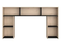 Lit 140 x 190/200 cm avec tête de lit et rangements - Coloris : Naturel et noir - KINSELIA><noscript><img width=
