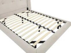 Vente-unique Lit 140 x 190 cm avec tête de lit capitonnée - Tissu - Beige - PENAVI* Lit Double