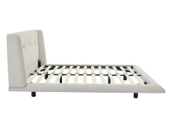 Vente-unique Lit 140 x 190 cm avec tête de lit capitonnée - Tissu - Beige - PENAVI* Lit Double