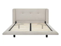 Vente-unique Lit 140 x 190 cm avec tête de lit capitonnée - Tissu - Beige - PENAVI* Lit Double