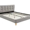 Vente-unique Lit 140 x 190 cm avec tête de lit capitonnée - Tissu - Gris - ELIDE* Lit Double