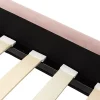 Vente-unique Lit 140 x 190 cm avec tête de lit ondulée - Velours - Vieux rose + Matelas - SAGALI* Lit Double