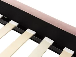 Vente-unique Lit 140 x 190 cm avec tête de lit ondulée - Velours - Vieux rose + Matelas - SAGALI* Lit Double