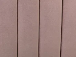 Vente-unique Lit 140 x 190 cm avec tête de lit ondulée - Velours - Vieux rose + Matelas - SAGALI* Lit Double