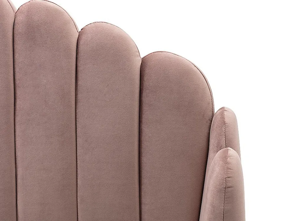Vente-unique Lit 140 x 190 cm avec tête de lit ondulée - Velours - Vieux rose + Matelas - SAGALI* Lit Double