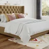 Vente-unique Lit 180 x 200 cm avec tête de lit capitonnée - Tissu - Beige + Matelas - MASSIMO II* Lit Double