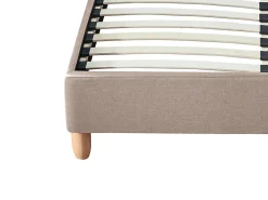 Lit 160 x 200 cm avec tête de lit capitonnée - Tissu - Beige + Matelas - ELIDE><noscript><img width=