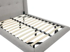 Vente-unique Lit 140 x 190 cm avec tête de lit capitonnée - Tissu - Gris clair - PENAVI* Lit Double