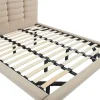 Vente-unique Lit 180 x 200 cm avec tête de lit capitonnée - Velours - Beige - NISATIO* Lit Double