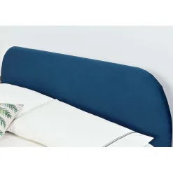Lit 160 x 200 cm en velours et laiton bleu - PHOENIX><noscript><img width=