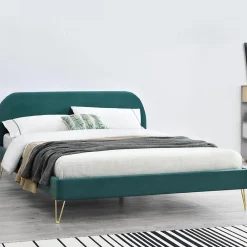 Lit 140 x 190 cm en velours et laiton vert - PHOENIX>Concept Usine Clearance