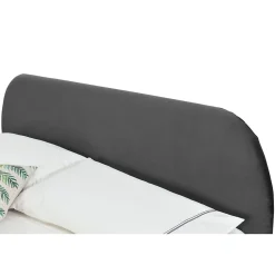 Concept Usine Lit 140 x 190 cm en velours gris et pieds noirs - PHOENIX* Lit Double