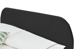 Lit 160 x 200 cm en velours noir et pieds noirs - PHOENIX><noscript><img width=