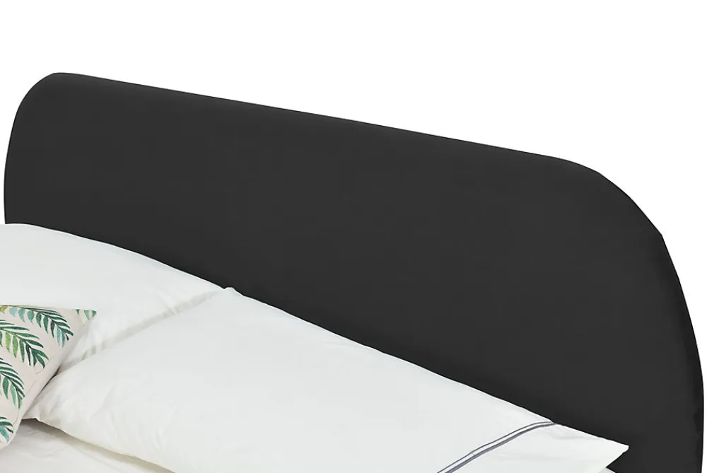 Lit 160 x 200 cm en velours noir et pieds noirs - PHOENIX>Concept Usine Discount