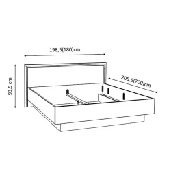Lit 180 x 200 cm tête de lit décor chêne naturel et noir mat - ALIA><noscript><img width=