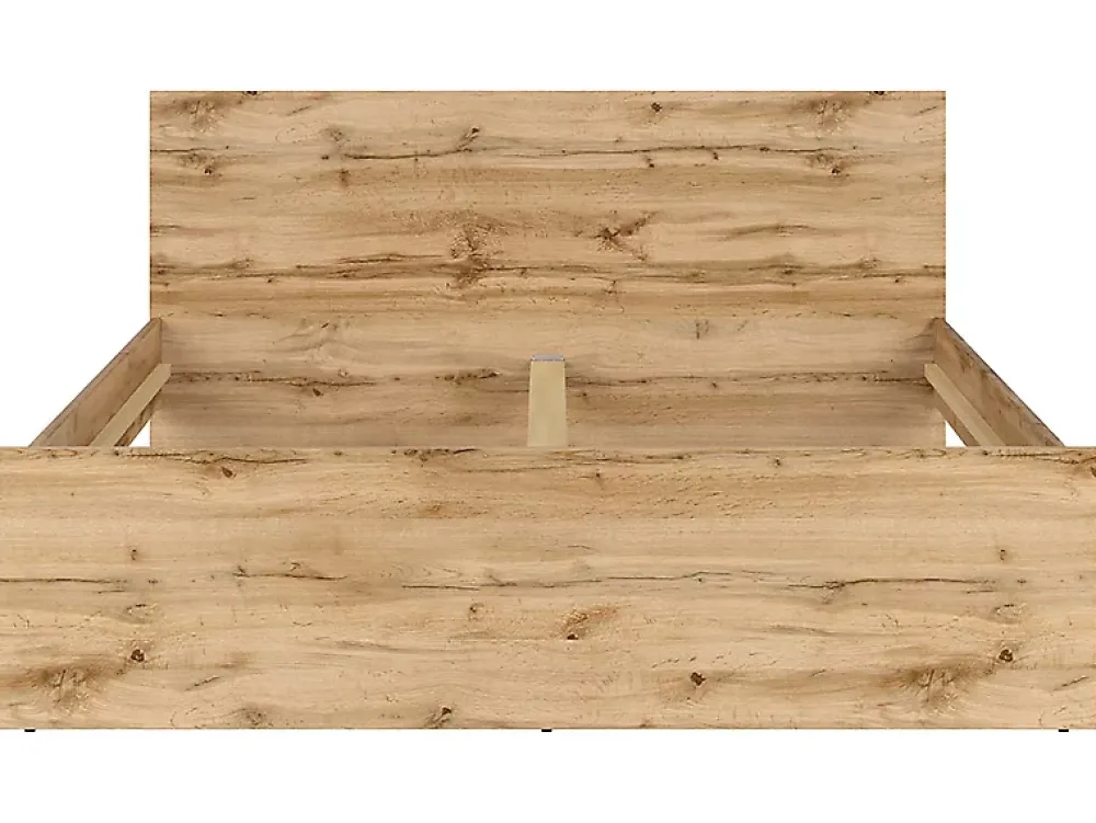 Pegane Lit adule 2 places 160x200 cm ,coloris Chêne wotan - Longueur 204,5 x Profondeur 165 x Hauteur 85,5cm* Lit Coffre