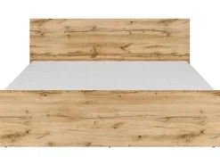 Pegane Lit adule 2 places 160x200 cm ,coloris Chêne wotan - Longueur 204,5 x Profondeur 165 x Hauteur 85,5cm* Lit Coffre