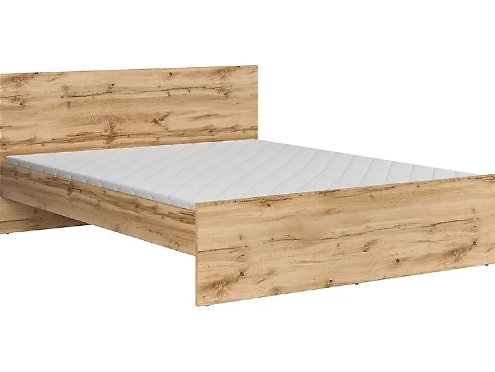 Pegane Lit adule 2 places 160x200 cm ,coloris Chêne wotan - Longueur 204,5 x Profondeur 165 x Hauteur 85,5cm* Lit Coffre