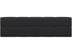 Pegane Lit adule 140x200 avec tête de lit capitonnée noir,sommier et rangement, coloris chêne Sonoma - L. 204,5 x P. 149 x H. 95/40,5 cm* Lit Coffre