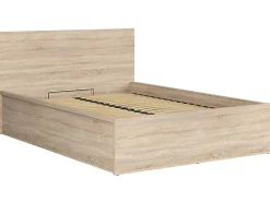 Lit adule 140x200 Lit coffre 2 places avec sommier et rangement, coloris chêne Sonoma - L. 204,5 x P. 149 x H. 95/40,5 cm>Pegane Hot