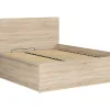 Lit adule 160x200 Lit coffre 2 place avec sommier et rangement, coloris chêne Sonoma - L. 204,5 x P. 169 x H. 95/40,5 cm>Pegane Hot
