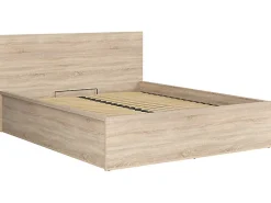 Lit adule 160x200 Lit coffre 2 place avec sommier et rangement, coloris chêne Sonoma - L. 204,5 x P. 169 x H. 95/40,5 cm>Pegane Hot