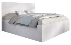 Lit adulte, couchage 140x190 cm avec 4 tiroirs coloris blanc - Longueur 145 x Profondeur 195 x Hauteur 100 cm>Pegane New