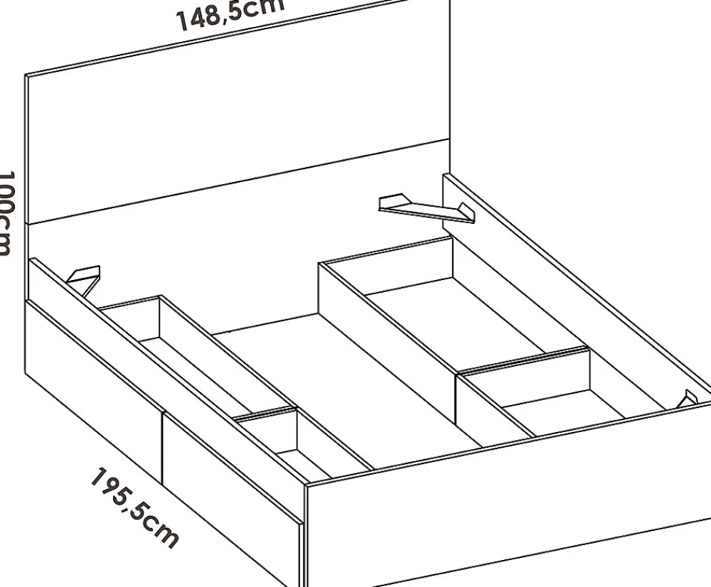Lit adulte, couchage 140x190 cm avec 4 tiroirs coloris blanc - Longueur 145 x Profondeur 195 x Hauteur 100 cm>Pegane New