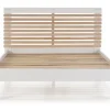 Lit adulte en pin et MDF coloris blanc, naturel - Longueur 197,7 x Profondeur 153,2 x Hauteur 100 cm>Pegane Hot