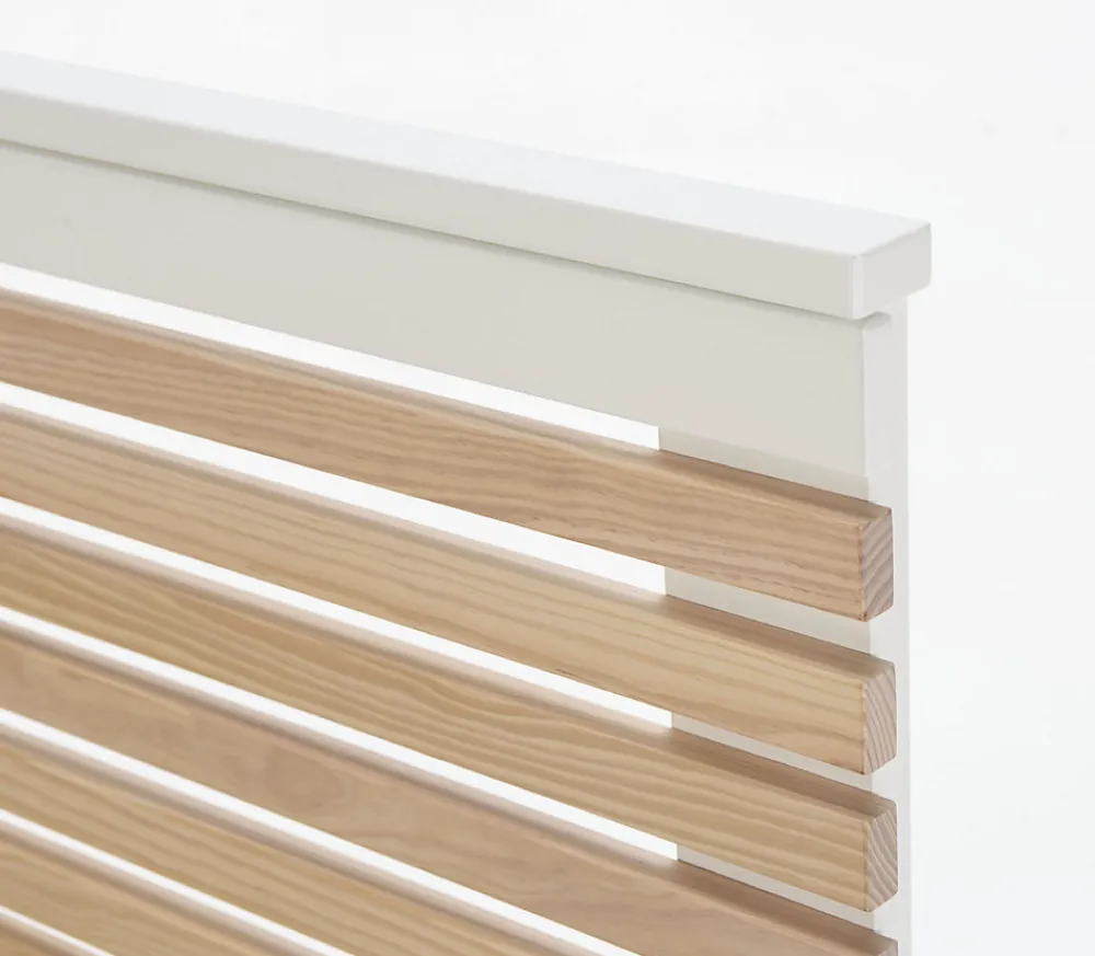 Lit adulte en pin et MDF coloris blanc, naturel - Longueur 197,7 x Profondeur 153,2 x Hauteur 100 cm>Pegane Hot