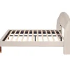 Gutent Lit adulte lit cadre à lattes en bois lit 160x200 cm lit rembourré Single velours beige* Lit Double