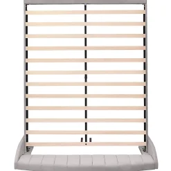 Lit adulte lit cadre à lattes en bois lit 160x200 cm lit rembourré Single velours gris><noscript><img width=