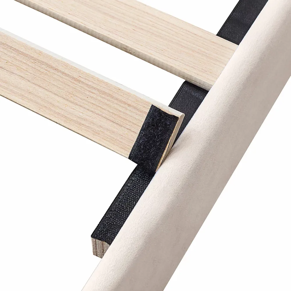 Gutent Lit adulte lit cadre à lattes en bois lit 140x200 cm lit rembourré Single velours beige* Lit Double