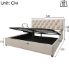 Gutent Lit adulte lit coffre lit 140x200 cm lit de rangement lit rembourré hydraulique lit en métal lit double lin gris clair* Lit Coffre
