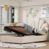 Lit adulte lit coffre lit 90x200 cm lit de rangement lit rembourré hydraulique lit cadre à lamelles Single velours beige>Gutent Clearance