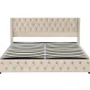 Lit adulte lit coffre lit rembourré hydraulique lit de rangement lit 160x200 cm lit en métal lit double velours beige>Gutent New