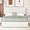 Lit adulte lit 140x200 cm avec brocheuse et deux tiroirs lit double lin beige>Gutent New