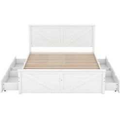 Lit adulte lit 160x200 cm avec 4 tiroirs Single pin blanc>Gutent Outlet
