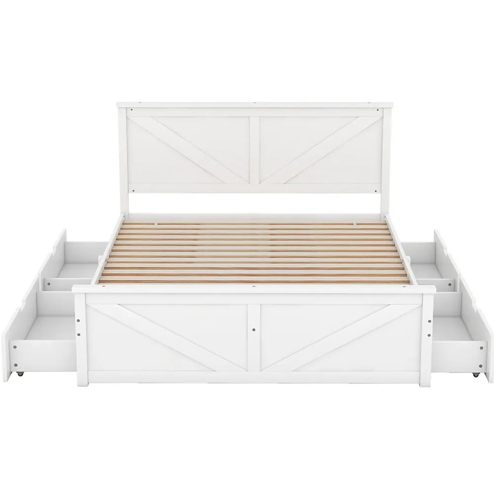Lit adulte lit 160x200 cm avec 4 tiroirs Single pin blanc>Gutent Outlet