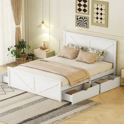 Lit adulte lit 160x200 cm avec 4 tiroirs Single pin blanc><noscript><img width=