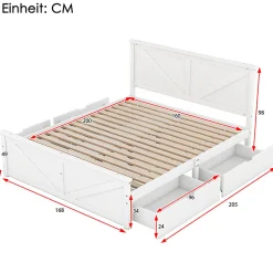 Lit adulte lit 160x200 cm avec 4 tiroirs Single pin blanc><noscript><img width=