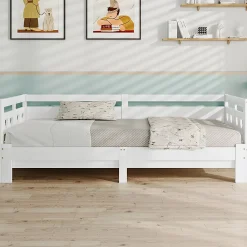 Gutent Lit adulte lit 90x200 cm lit de jour lit évolutif Single pin massif blanc* Lit Simple