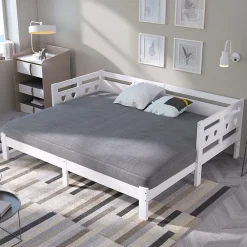 Gutent Lit adulte lit 90x200 cm lit de jour lit évolutif Single pin massif blanc* Lit Simple