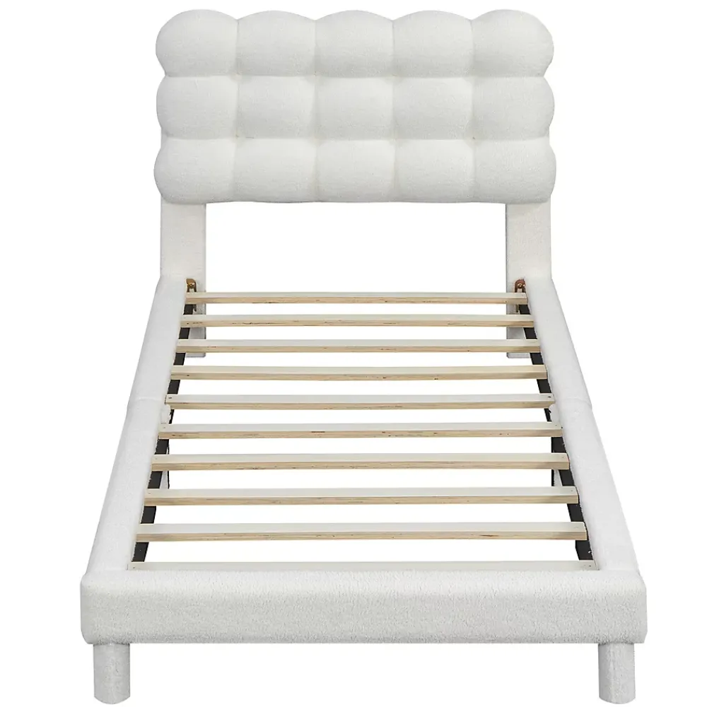 Gutent Lit adulte lit 90x200 cm lit plat lit rembourré Single blanc* Lit Simple