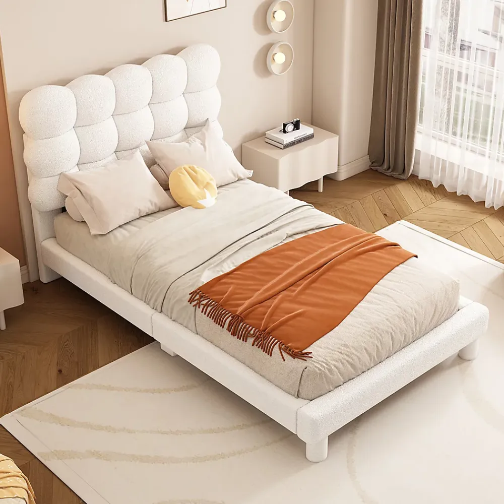 Gutent Lit adulte lit 90x200 cm lit plat lit rembourré Single blanc* Lit Simple
