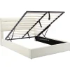 Gutent Lit adulte lit 160x200 cm lit rembourré hydraulique lit double avec sommier à lattes pu blanc crème* Lit Avec Rangement|Lit Double