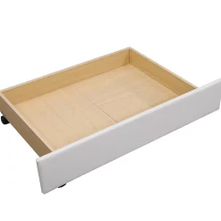 Lit adulte lit 140x200 cm lit rembourré avec sommier à lattes lit 2 tiroirs lit double pu blanc><noscript><img width=