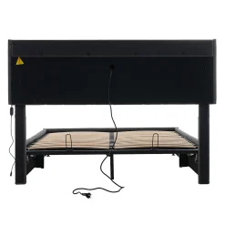 Lit adulte lit 140x200 cm lit rembourré avec éclairage led lit de rangement lit double lin gris><noscript><img width=