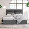 Lit adulte lit 140x200 cm lit rembourré hydraulique lit de rangement lit double velours gris>Gutent Best